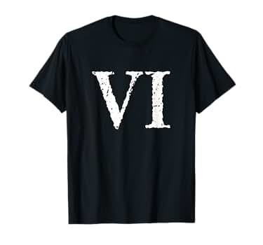 Amazon | ローマ数字6 VI〜6 Tシャツ | Tシャツ・カットソー 通販